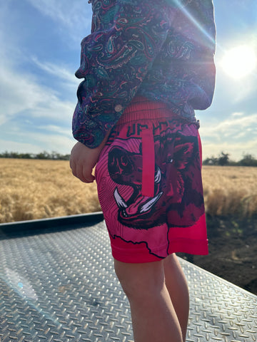 KIDS Pink Boar footy Shorts